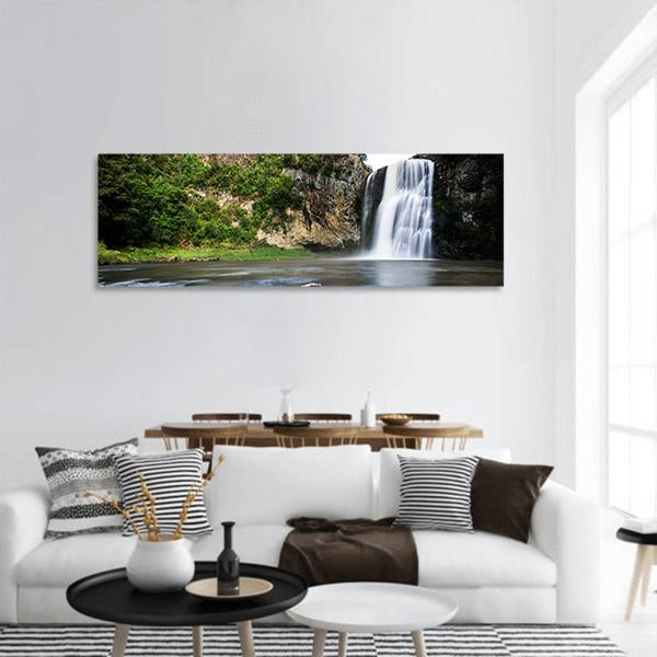 Hunua Waterfall Auckland Panoramic Canvas Wall Art-1 Piece-36" x 12"-Tiaracle