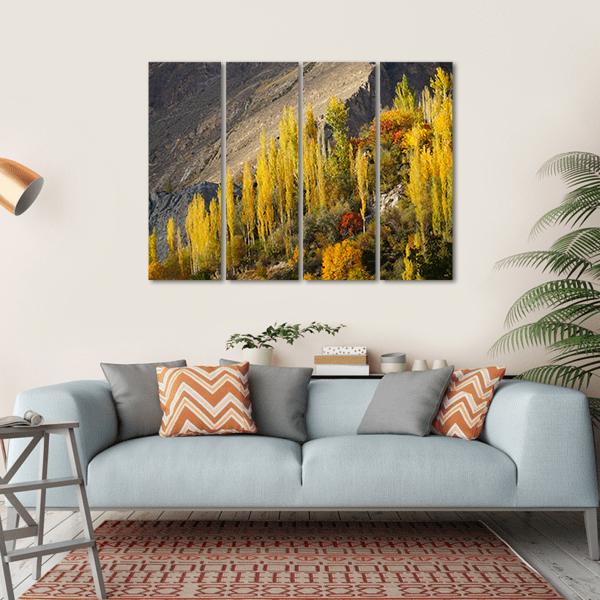 Hunza Valley in Autumn Canvas Wall Art-4 Horizontal-Gallery Wrap-34" x 24"-Tiaracle