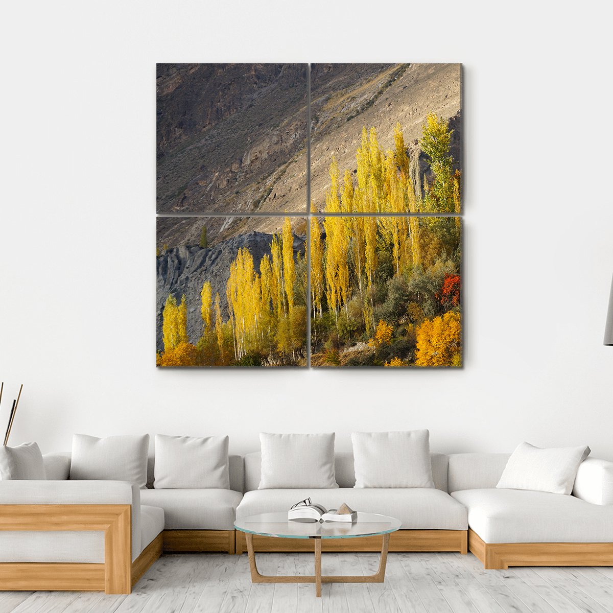 Hunza Valley in Autumn Canvas Wall Art-4 Square-Gallery Wrap-17" x 17"-Tiaracle