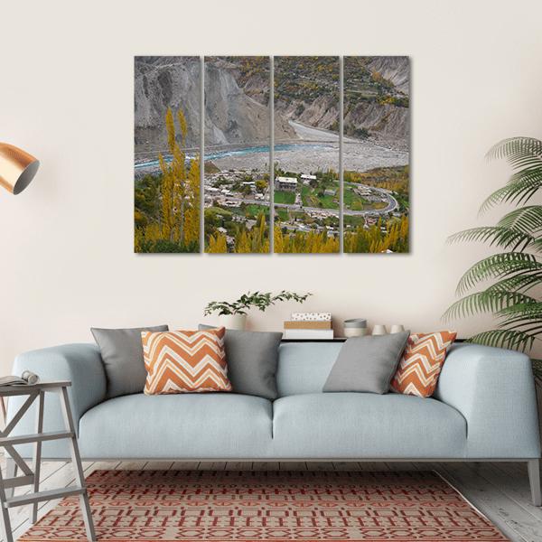 Hunza Valley In Northern Pakistan Canvas Wall Art-4 Horizontal-Gallery Wrap-34" x 24"-Tiaracle