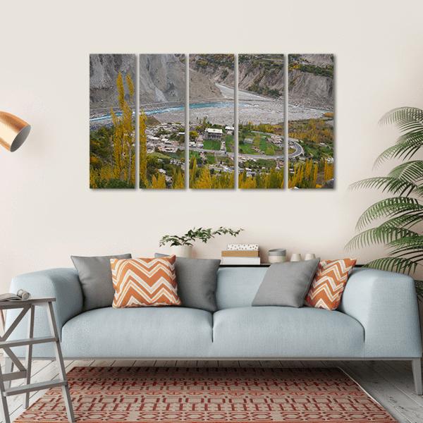Hunza Valley In Northern Pakistan Canvas Wall Art-5 Horizontal-Gallery Wrap-22" x 12"-Tiaracle