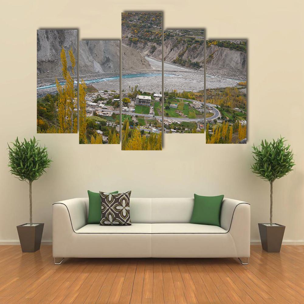 Hunza Valley In Northern Pakistan Canvas Wall Art-5 Pop-Gallery Wrap-32" x 21"-Tiaracle
