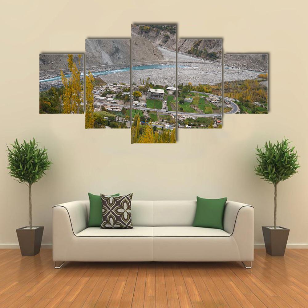 Hunza Valley In Northern Pakistan Canvas Wall Art-5 Star-Gallery Wrap-42" x 21"-Tiaracle