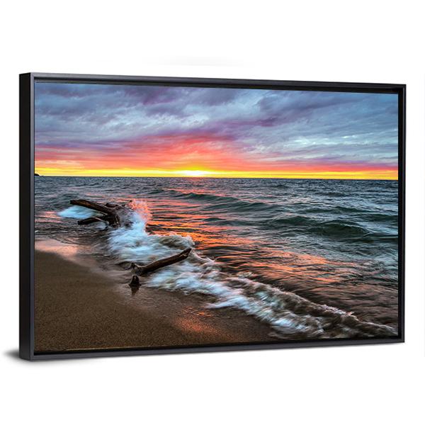 Huron Lake Canvas Wall Art-3 Horizontal-Gallery Wrap-25" x 16"-Tiaracle