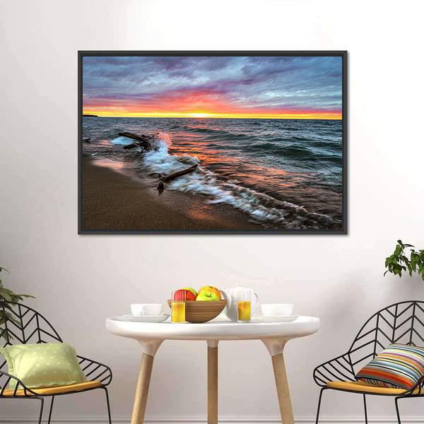 Huron Lake Canvas Wall Art-3 Horizontal-Gallery Wrap-25" x 16"-Tiaracle