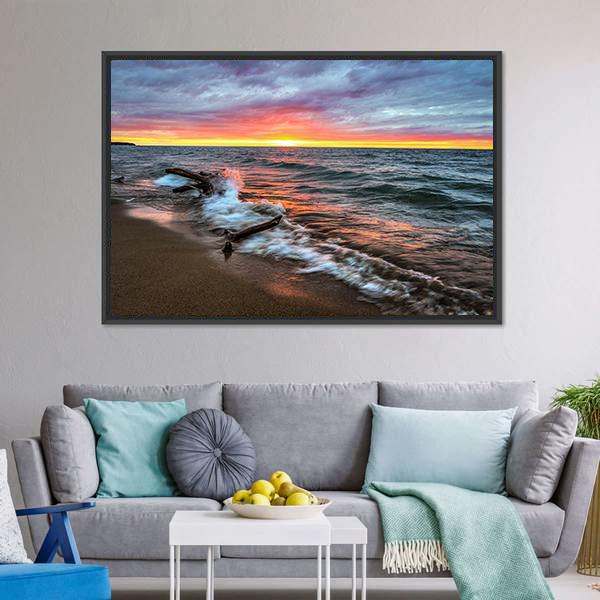 Huron Lake Canvas Wall Art-3 Horizontal-Gallery Wrap-25" x 16"-Tiaracle