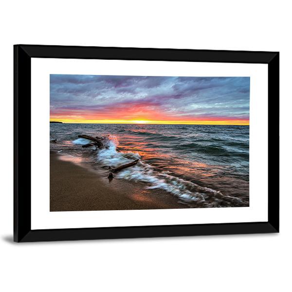 Huron Lake Canvas Wall Art-3 Horizontal-Gallery Wrap-25" x 16"-Tiaracle