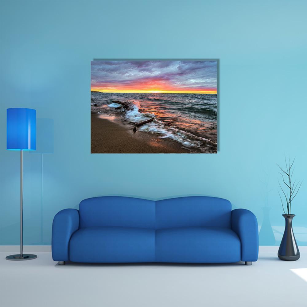Huron Lake Canvas Wall Art-1 Piece-Gallery Wrap-48" x 32"-Tiaracle