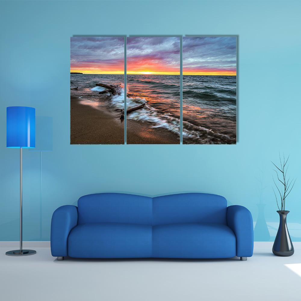 Huron Lake Canvas Wall Art-3 Horizontal-Gallery Wrap-37" x 24"-Tiaracle