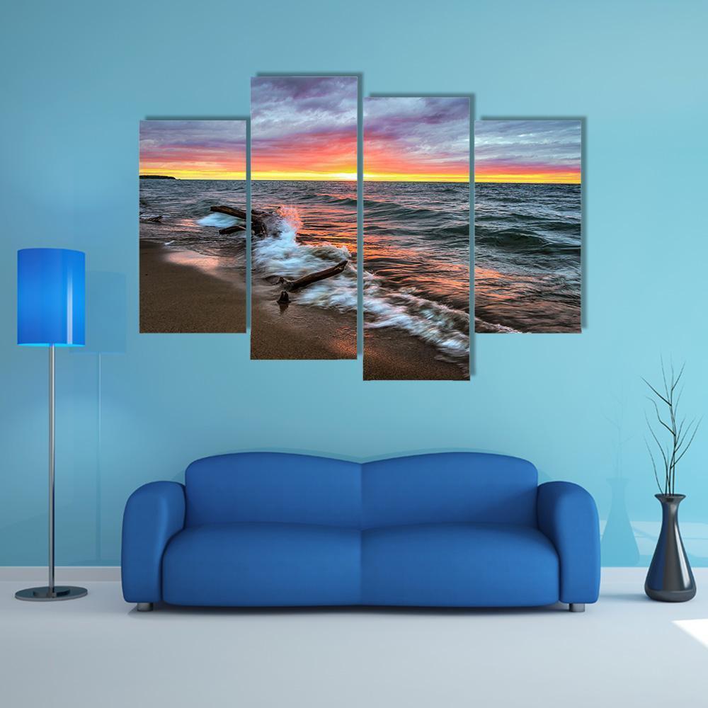 Huron Lake Canvas Wall Art-4 Pop-Gallery Wrap-50" x 32"-Tiaracle