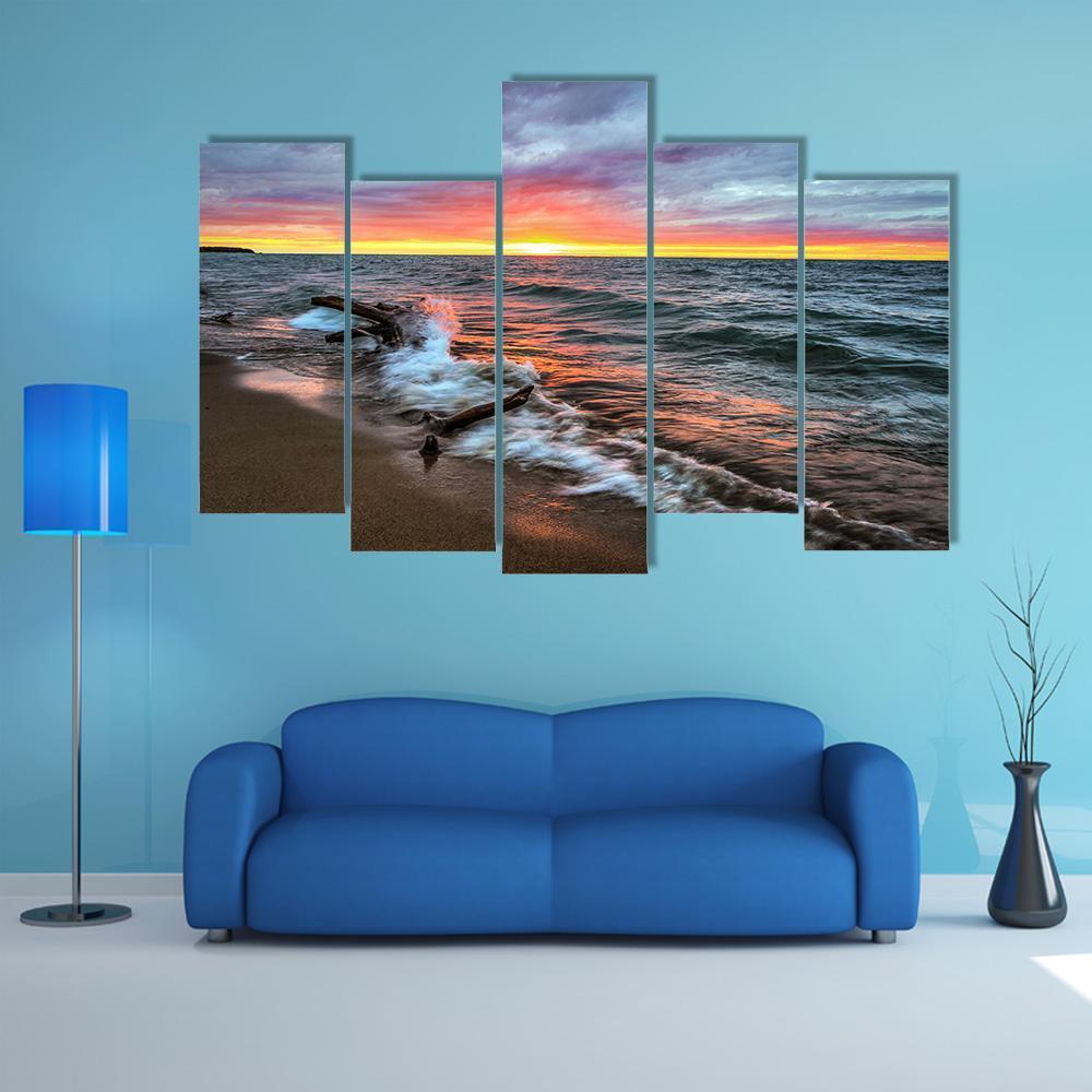 Huron Lake Canvas Wall Art-5 Pop-Gallery Wrap-47" x 32"-Tiaracle
