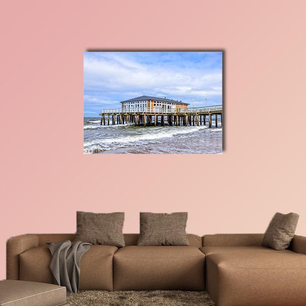 Hurricane Sea Bridge Promenade Canvas Wall Art-1 Piece-Gallery Wrap-48" x 32"-Tiaracle
