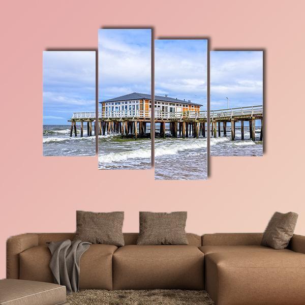 Hurricane Sea Bridge Promenade Canvas Wall Art-4 Pop-Gallery Wrap-50" x 32"-Tiaracle