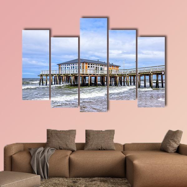 Hurricane Sea Bridge Promenade Canvas Wall Art-5 Pop-Gallery Wrap-47" x 32"-Tiaracle