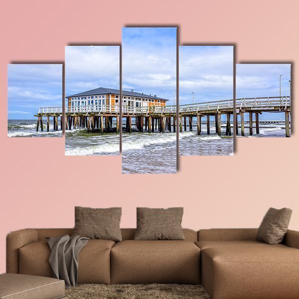 Hurricane Sea Bridge Promenade Canvas Wall Art-5 Star-Gallery Wrap-62" x 32"-Tiaracle