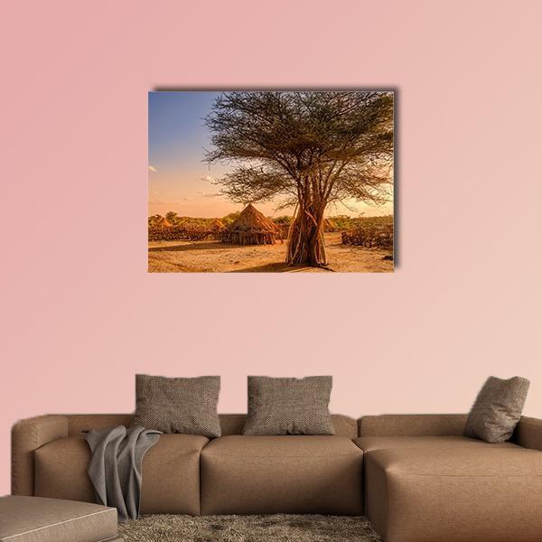 Huts In Hamer Village Canvas Wall Art-1 Piece-Gallery Wrap-48" x 32"-Tiaracle