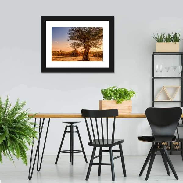 Huts In Hamer Village Canvas Wall Art-3 Horizontal-Gallery Wrap-25" x 16"-Tiaracle