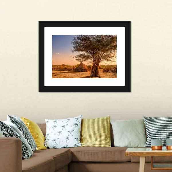 Huts In Hamer Village Canvas Wall Art-3 Horizontal-Gallery Wrap-25" x 16"-Tiaracle