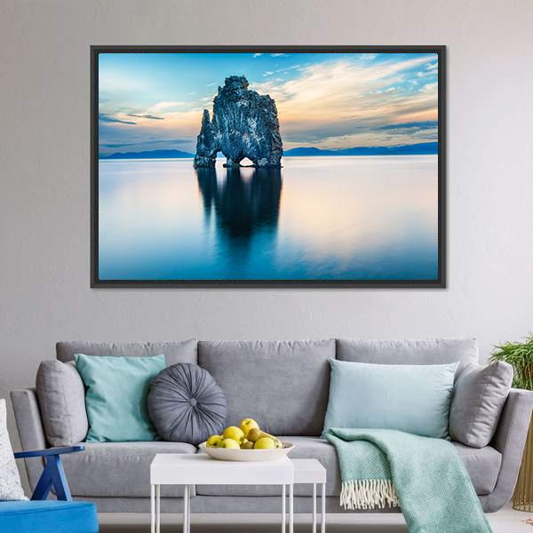 Hvitserkur Rock Canvas Wall Art-5 Horizontal-Gallery Wrap-22" x 12"-Tiaracle