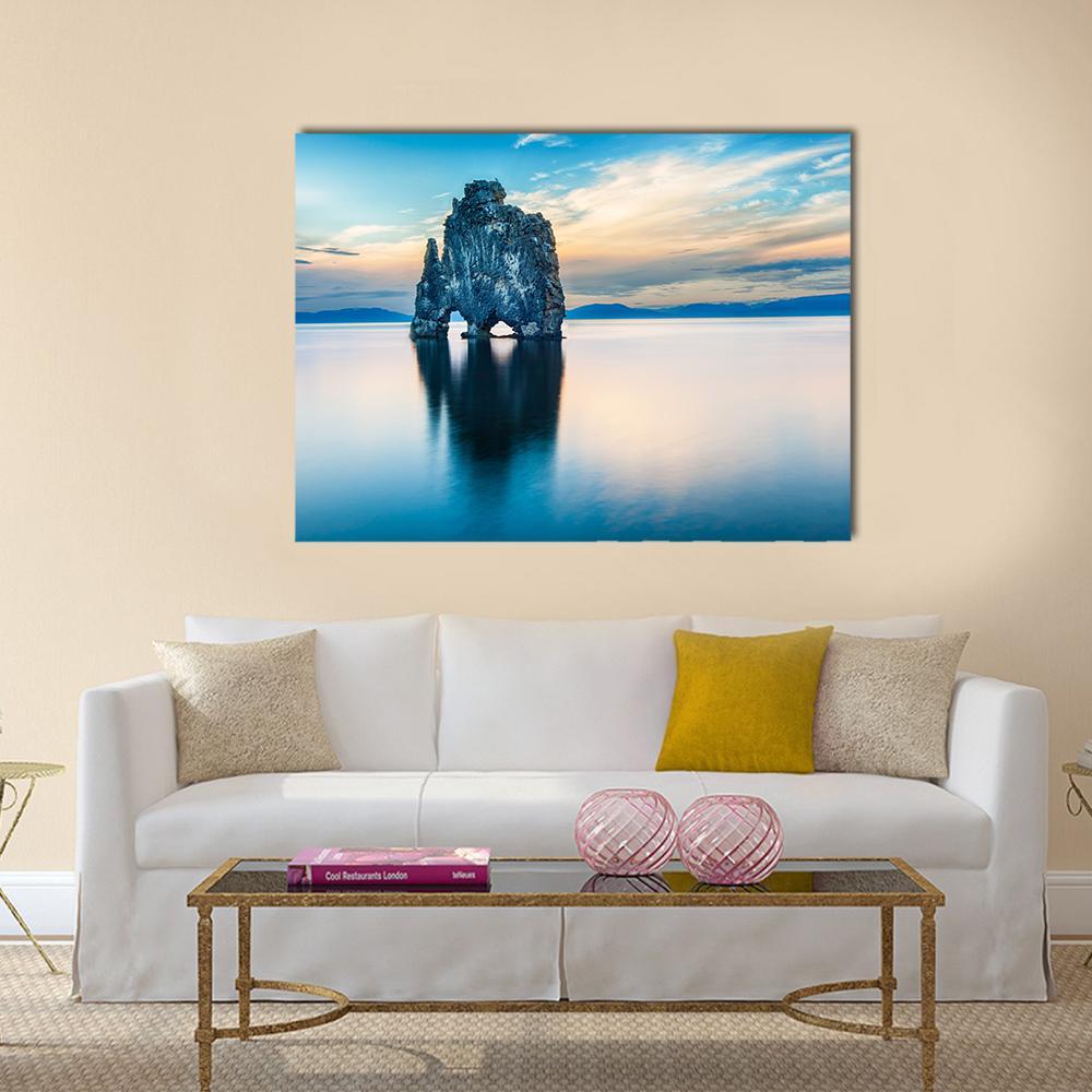 Hvitserkur Rock Canvas Wall Art-1 Piece-Gallery Wrap-48" x 32"-Tiaracle