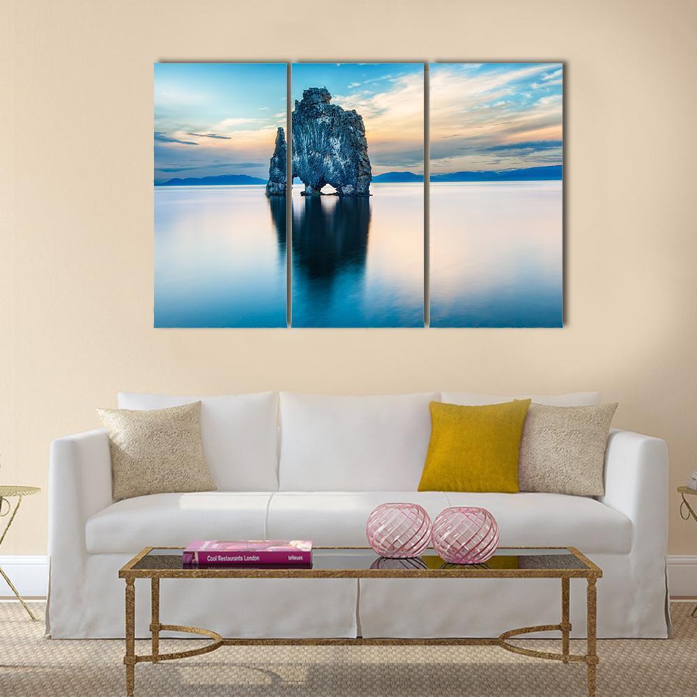 Hvitserkur Rock Canvas Wall Art-3 Horizontal-Gallery Wrap-37" x 24"-Tiaracle