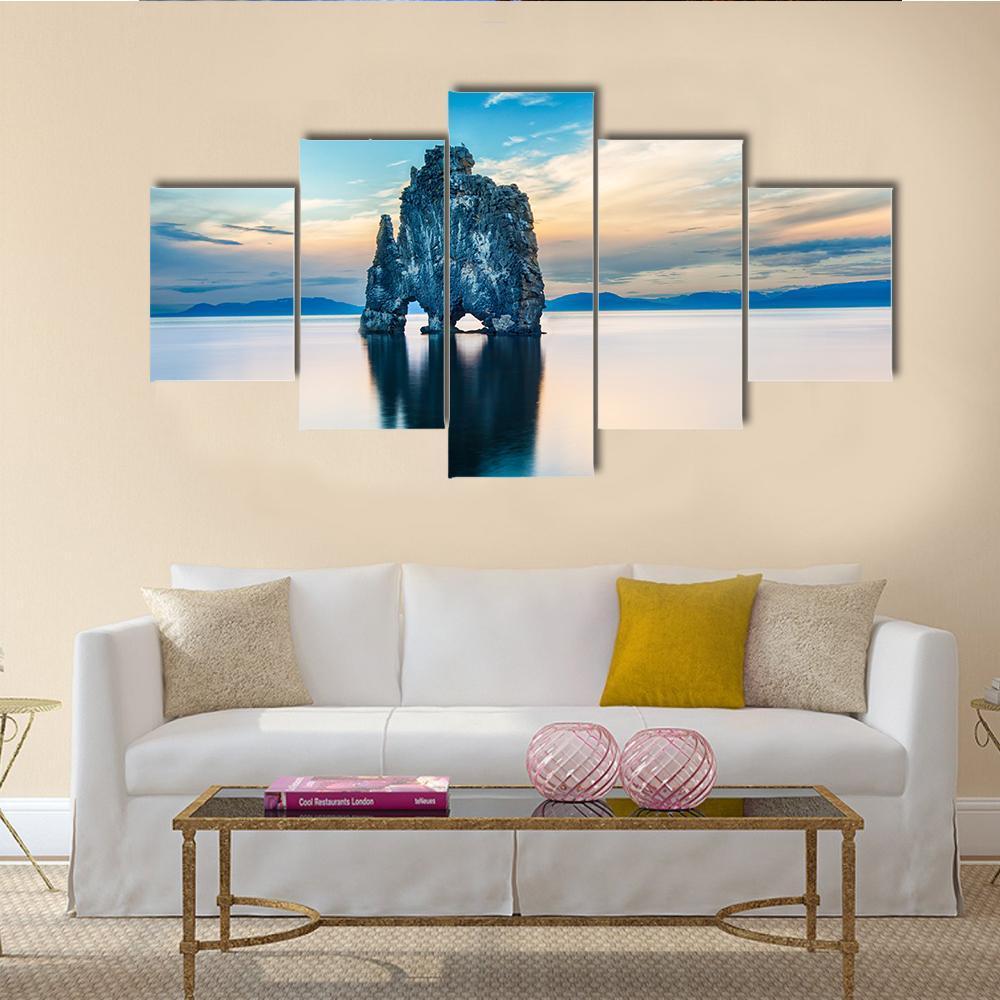 Hvitserkur Rock Canvas Wall Art-5 Star-Gallery Wrap-62" x 32"-Tiaracle