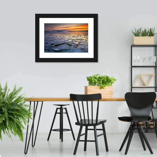 Ice Floats In Sea Coast Canvas Wall Art-3 Horizontal-Gallery Wrap-25" x 16"-Tiaracle