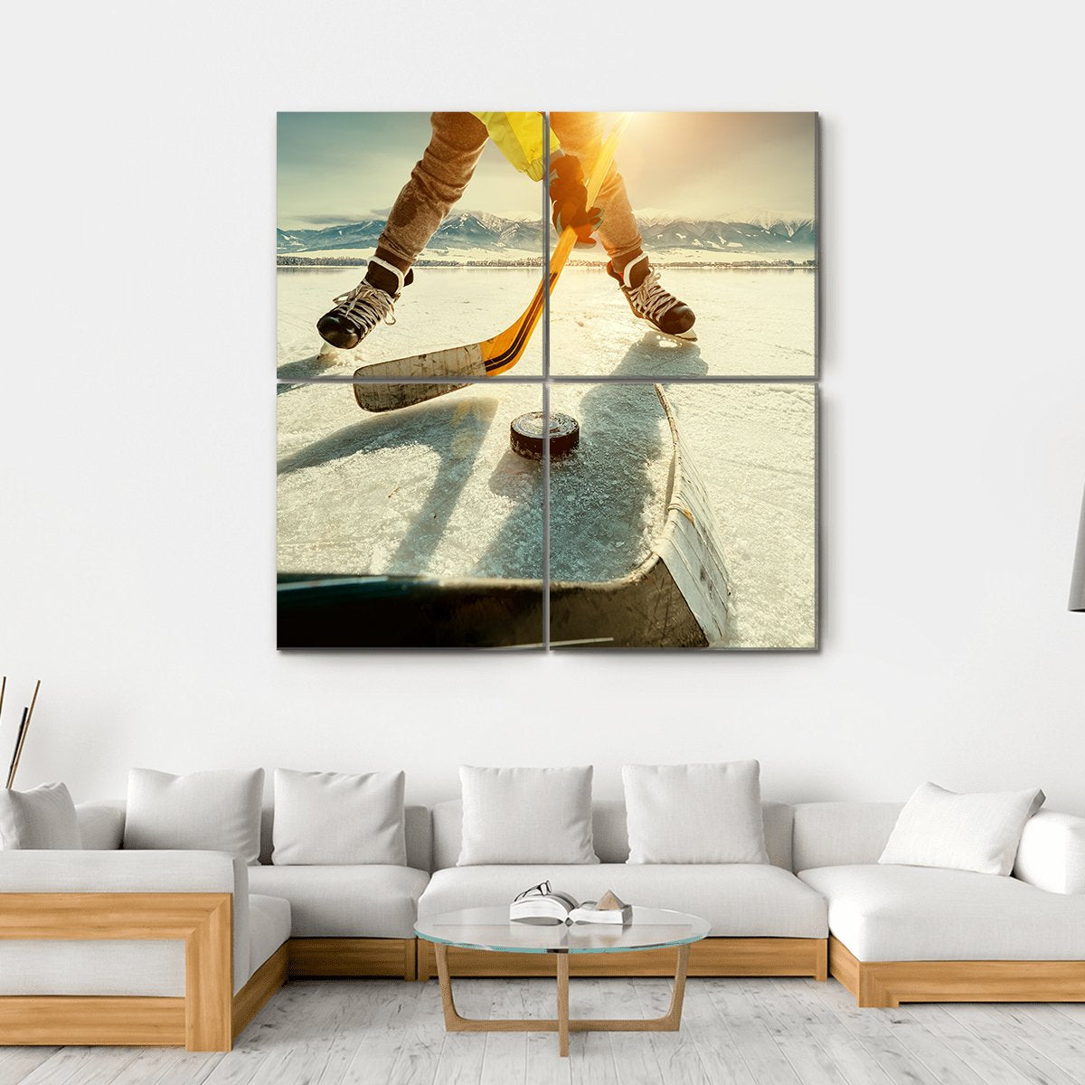 Ice Hockey Game Moment Canvas Wall Art-4 Square-Gallery Wrap-17" x 17"-Tiaracle