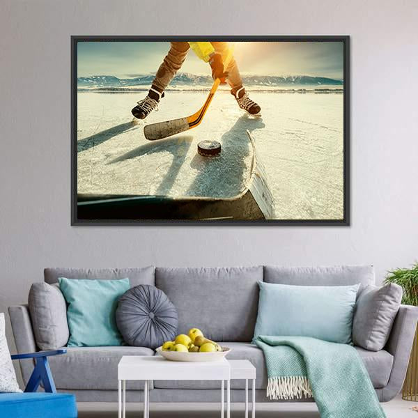 Ice Hockey Game Moment Canvas Wall Art-3 Horizontal-Gallery Wrap-25" x 16"-Tiaracle