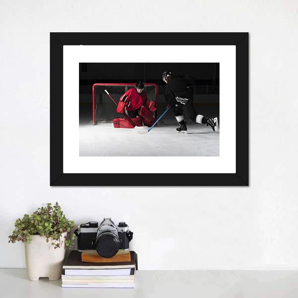 Ice Hockey Goalie Canvas Wall Art-1 Piece-Framed Print-20" x 16"-Tiaracle