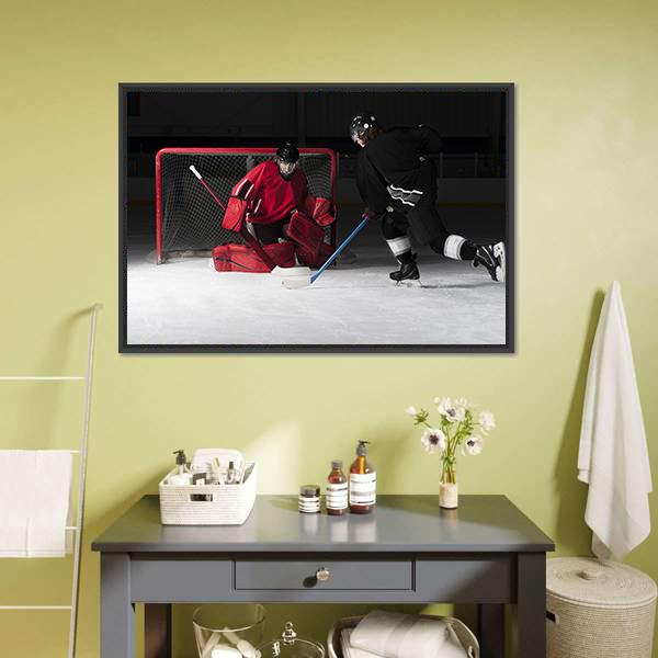 Ice Hockey Goalie Canvas Wall Art-1 Piece-Floating Frame-24" x 16"-Tiaracle