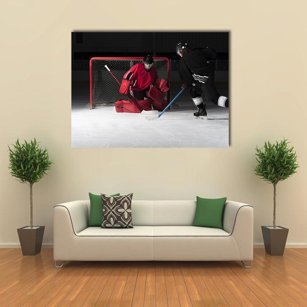 Ice Hockey Goalie Canvas Wall Art-1 Piece-Gallery Wrap-48" x 32"-Tiaracle