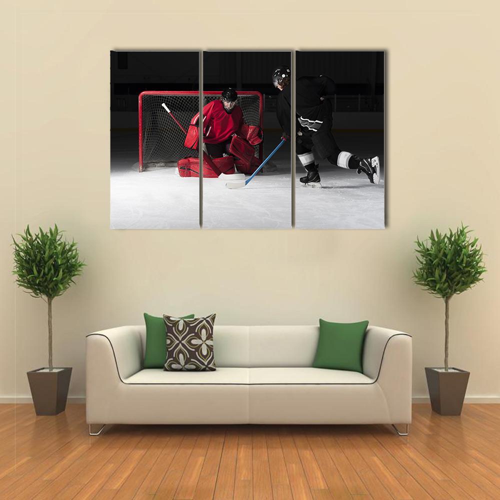 Ice Hockey Goalie Canvas Wall Art-3 Horizontal-Gallery Wrap-37" x 24"-Tiaracle