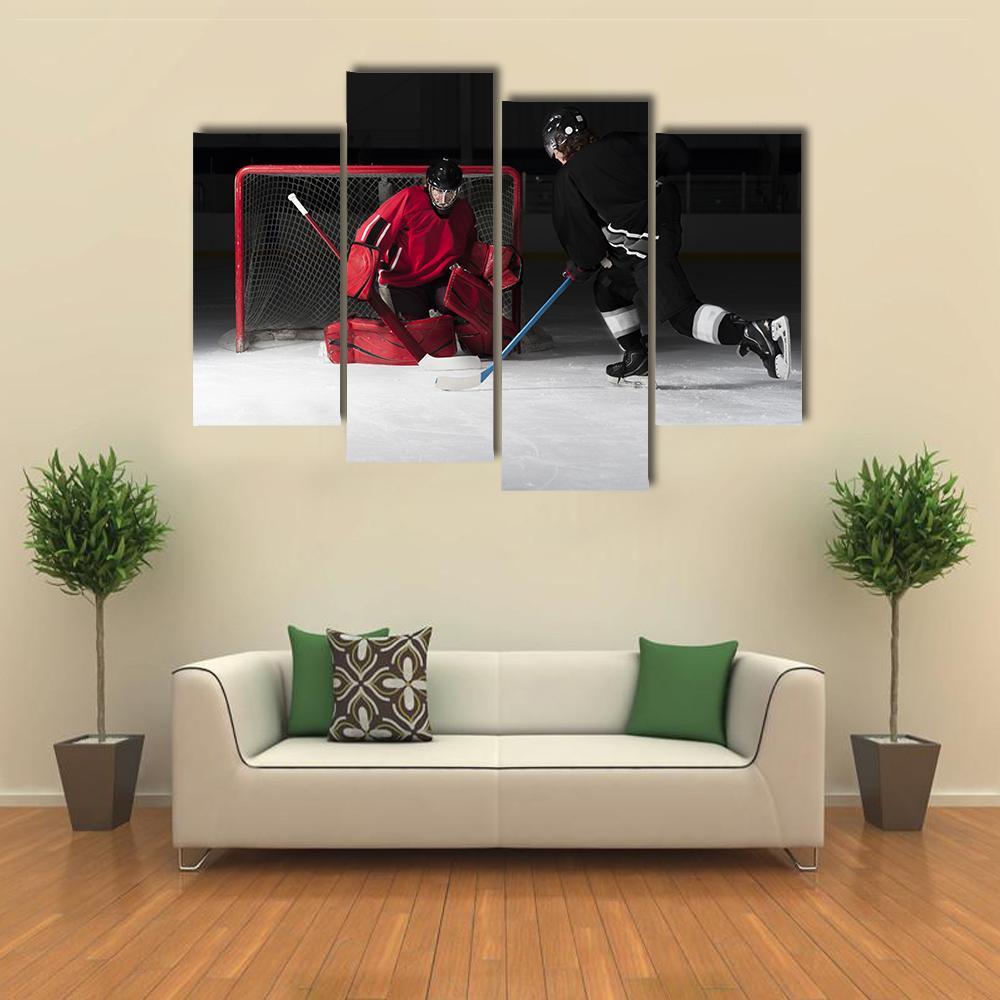 Ice Hockey Goalie Canvas Wall Art-4 Pop-Gallery Wrap-50" x 32"-Tiaracle