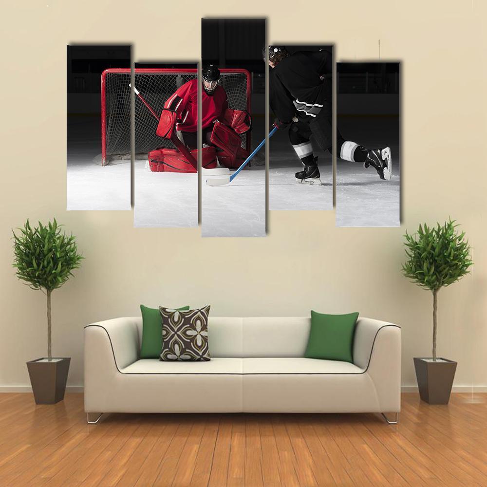 Ice Hockey Goalie Canvas Wall Art-5 Pop-Gallery Wrap-47" x 32"-Tiaracle