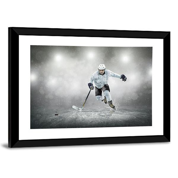 Ice Hockey Player In Action Canvas Wall Art-3 Horizontal-Gallery Wrap-25" x 16"-Tiaracle