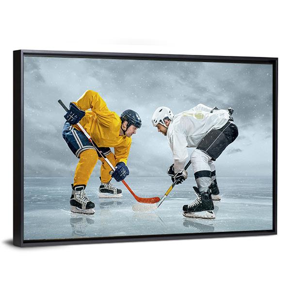 Ice Hockey Player On The Ice Canvas Wall Art-3 Horizontal-Gallery Wrap-25" x 16"-Tiaracle