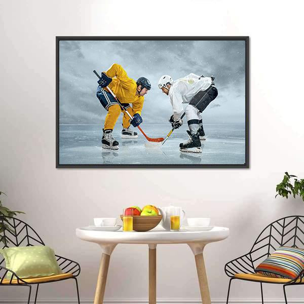 Ice Hockey Player On The Ice Canvas Wall Art-3 Horizontal-Gallery Wrap-25" x 16"-Tiaracle