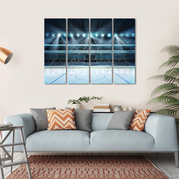 Ice Hockey Sport Arena Canvas Wall Art-4 Horizontal-Gallery Wrap-34&quot; x 24&quot;-Tiaracle