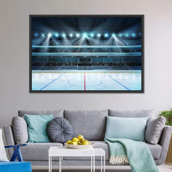 Ice Hockey Sport Arena Canvas Wall Art-3 Horizontal-Gallery Wrap-25&quot; x 16&quot;-Tiaracle