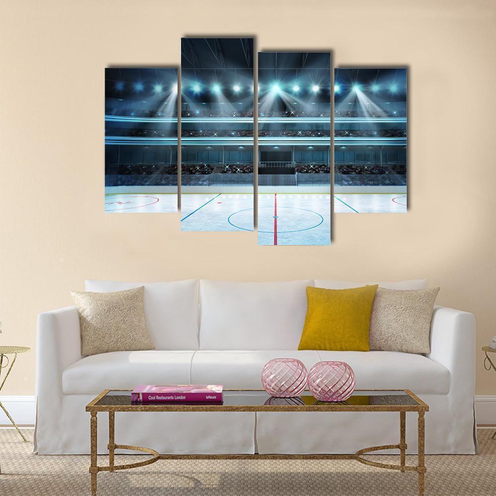 Ice Hockey Sport Arena Canvas Wall Art-4 Pop-Gallery Wrap-50&quot; x 32&quot;-Tiaracle