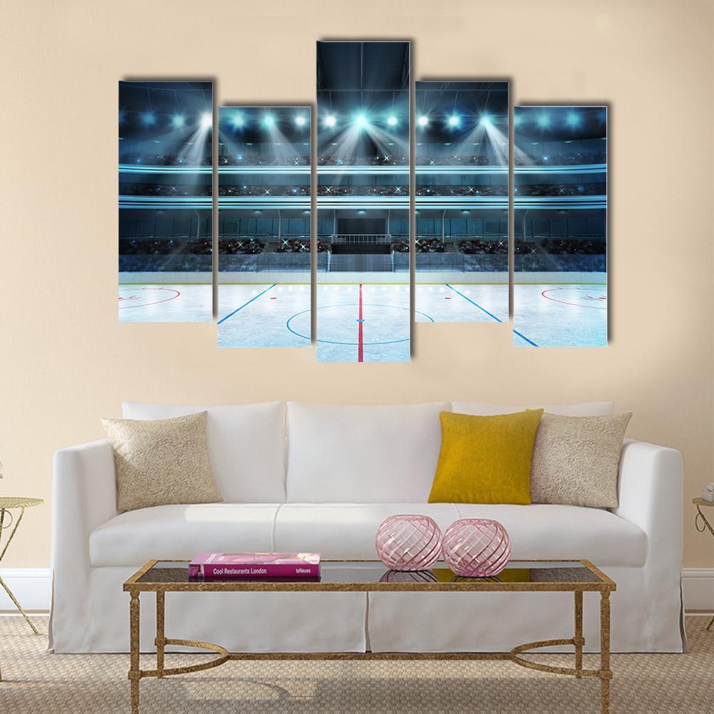 Ice Hockey Sport Arena Canvas Wall Art-5 Pop-Gallery Wrap-47&quot; x 32&quot;-Tiaracle
