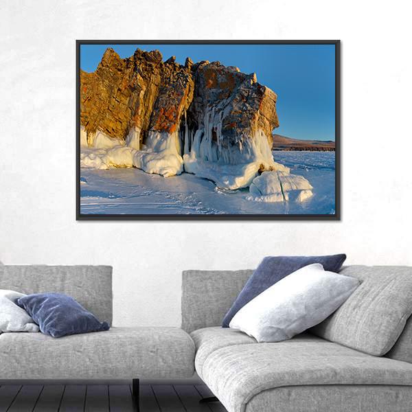 Ice Of Lake Baikal Canvas Wall Art-1 Piece-Floating Frame-24" x 16"-Tiaracle