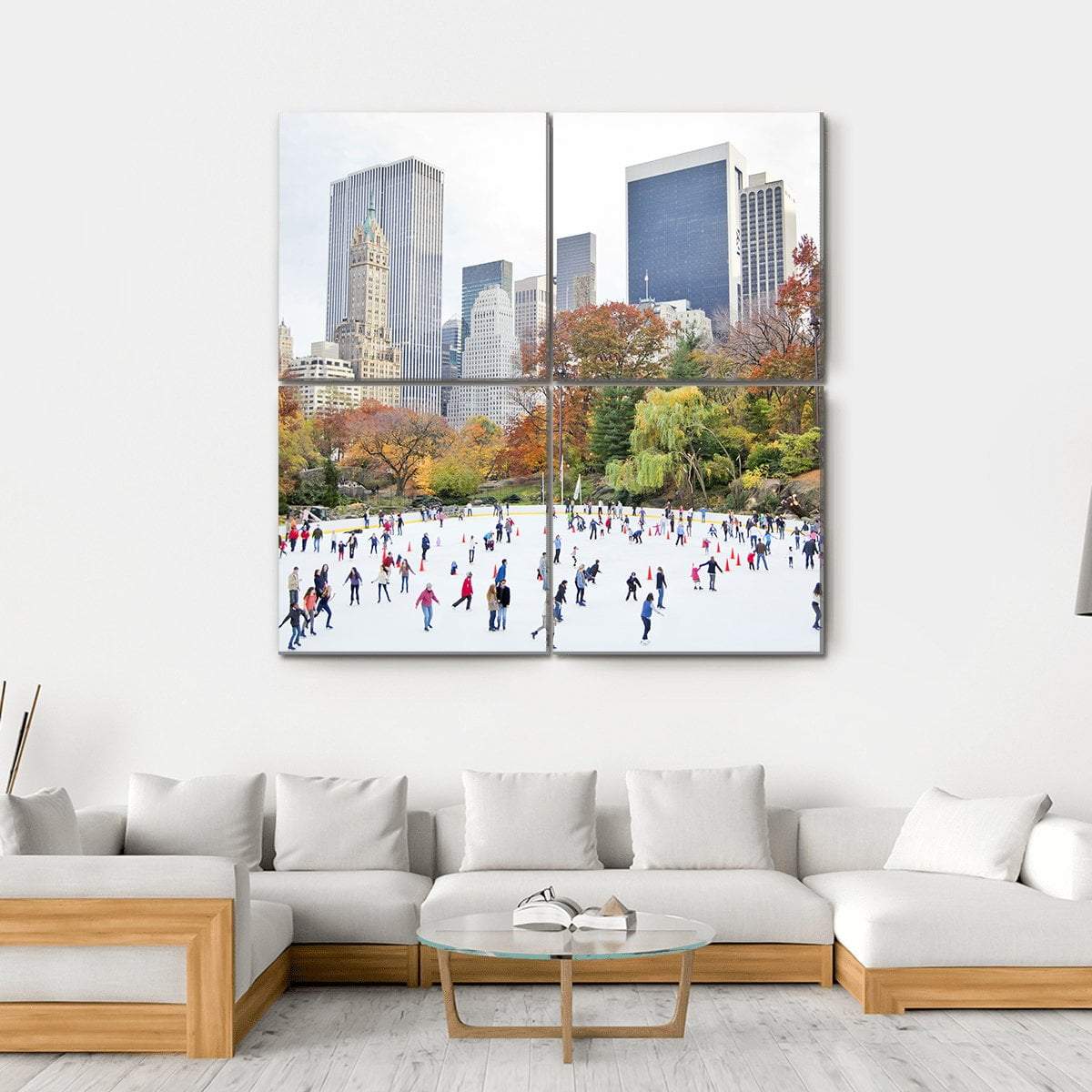 Ice Skaters Having Fun NY Canvas Wall Art-4 Square-Gallery Wrap-17" x 17"-Tiaracle