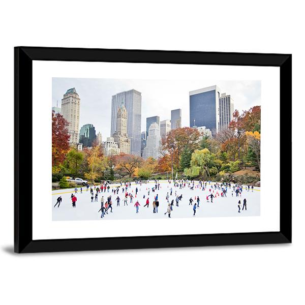 Ice Skaters Having Fun NY Canvas Wall Art-5 Horizontal-Gallery Wrap-22" x 12"-Tiaracle