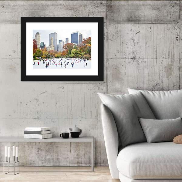 Ice Skaters Having Fun NY Canvas Wall Art-5 Horizontal-Gallery Wrap-22" x 12"-Tiaracle