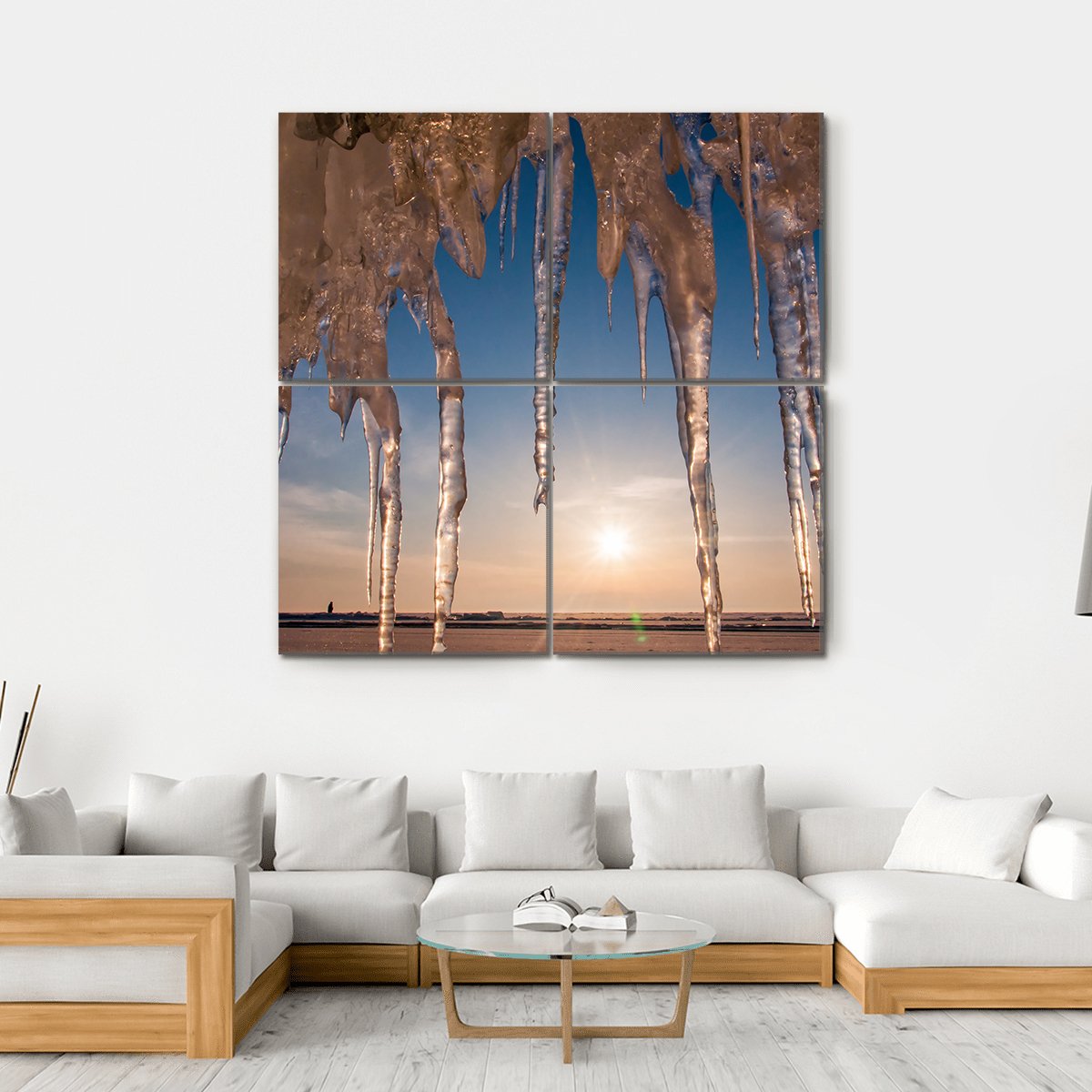 Ice With Icicle Sky Canvas Wall Art-4 Square-Gallery Wrap-17" x 17"-Tiaracle