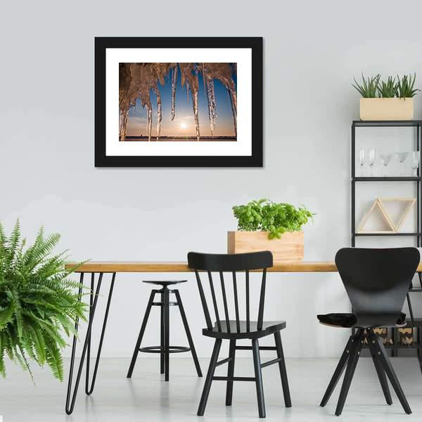 Ice With Icicle Sky Canvas Wall Art-3 Horizontal-Gallery Wrap-25" x 16"-Tiaracle