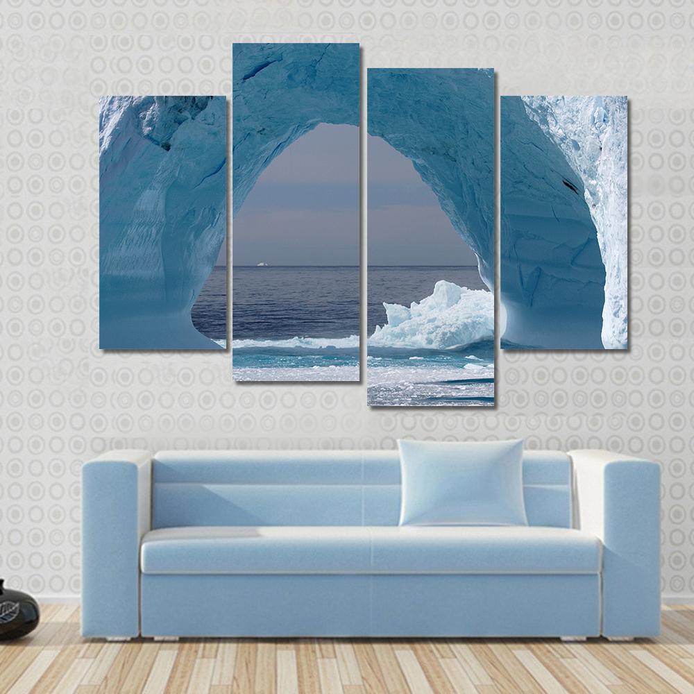 Iceberg Arch Atlantic Ocean Canvas Wall Art-4 Pop-Gallery Wrap-50" x 32"-Tiaracle