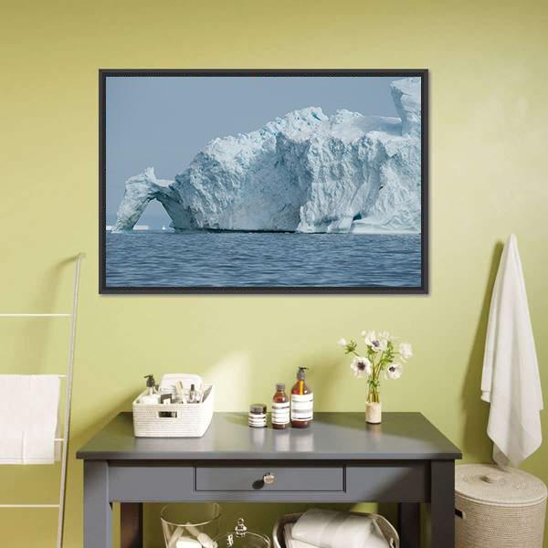 Iceberg Floating In Disko Bay Canvas Wall Art-1 Piece-Floating Frame-24" x 16"-Tiaracle